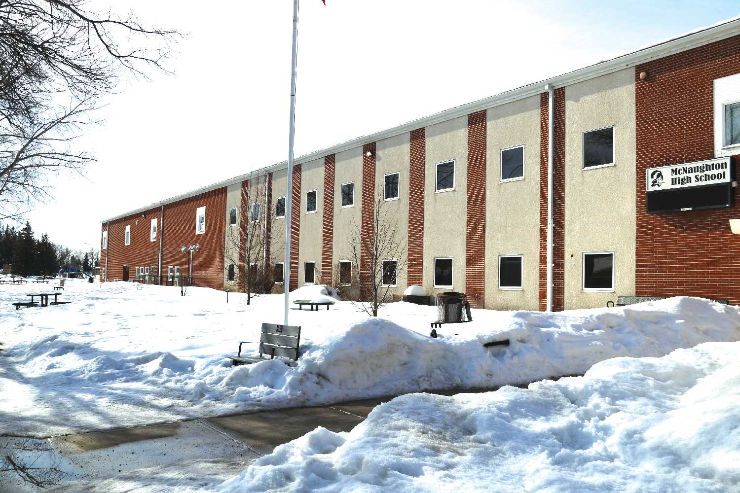 The exterior of McNaughton High School.